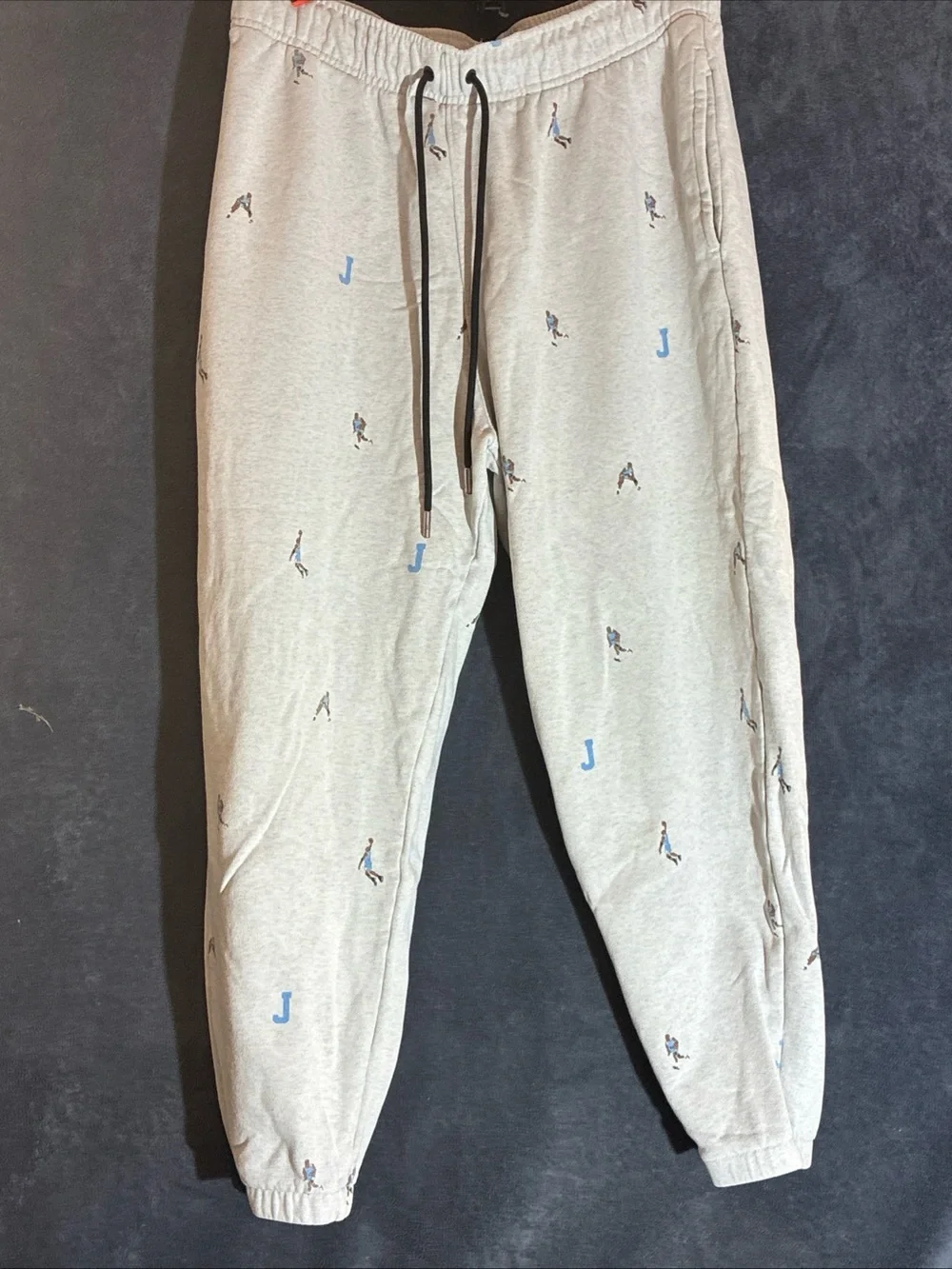 Jordan Light Gray Sweatpants with Blue Accents